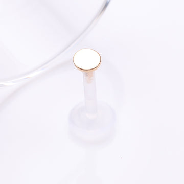 Detail View 1 of 14 Karat Gold Round Disc Top Bio-Flex Labret